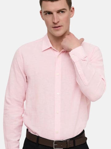 Only & Sons Slim fit Button Up Shirt 'ONSCaiden' in Pink