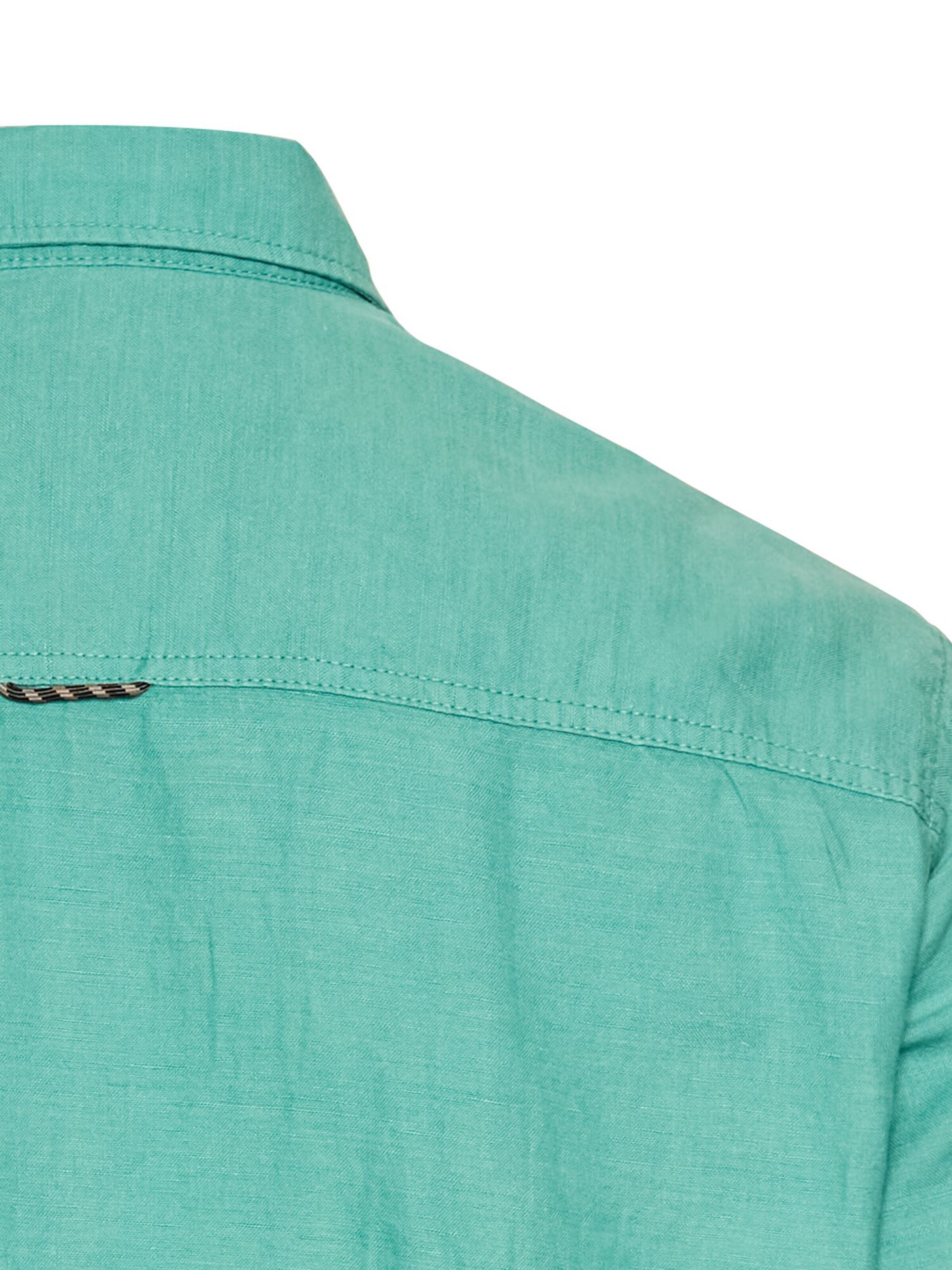 CAMEL ACTIVE Regular Fit Kurzarmhemd aus einem Baumwoll-Leinenmix in Grün