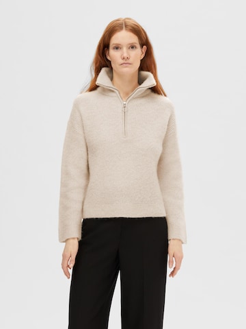 Pull-over SELECTED FEMME en beige : devant