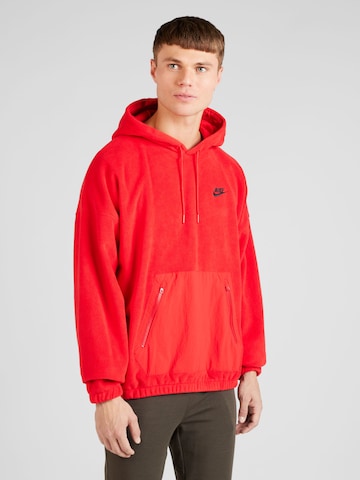 sarkans Nike Sportswear Sportisks džemperis 'CLUB+ Polar': no priekšpuses