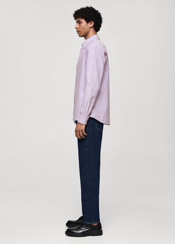 MANGO MAN Regular fit Button Up Shirt 'Oxford' in Purple