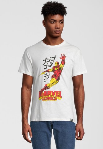 Recovered Shirt 'Marvel Comics Iron Man' in Wit: voorkant