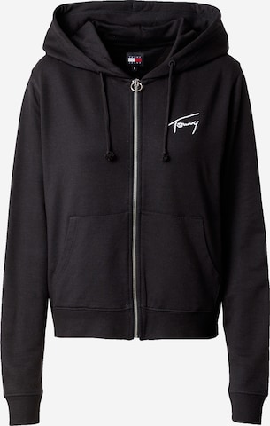 Tommy Jeans Zip-Up Hoodie in Black: front