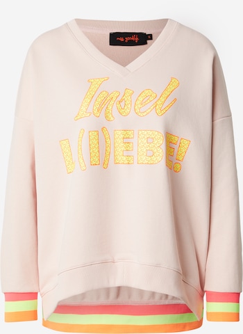 miss goodlife Collegepaita 'Insel L(I)EBE' värissä vaaleanpunainen: etupuoli