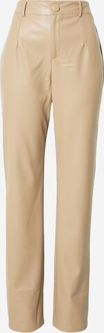 Nasty Gal Regular Trousers in Beige: front