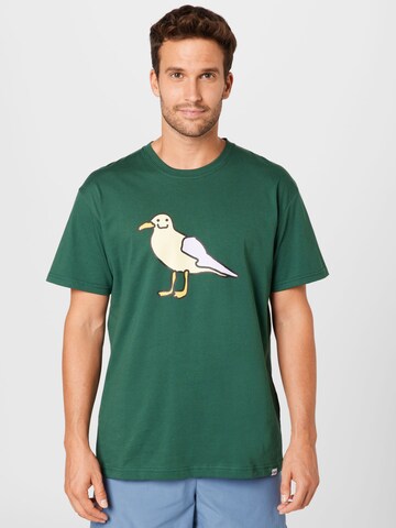 Maglietta 'Smile Gull' di Cleptomanicx in verde: frontale