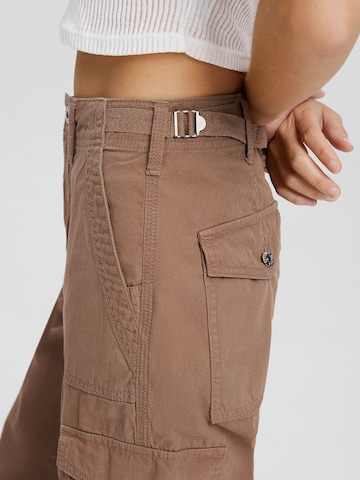 BershkaWide Leg/ Široke nogavice Cargo hlače - smeđa boja
