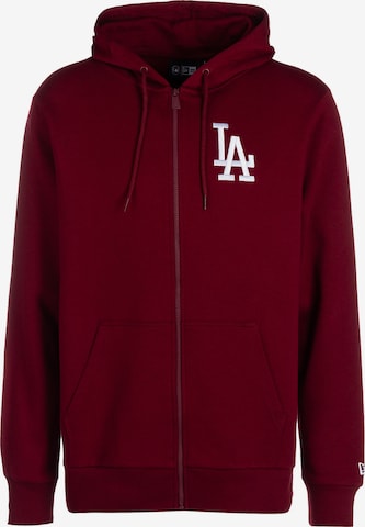 NEW ERA Athletic Zip-Up Hoodie 'MLB Los Angeles Dodgers' in Red: front