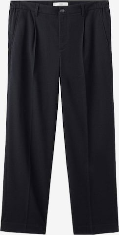 MANGO MAN Regular Pleat-Front Pants 'Piedra' in Black: front