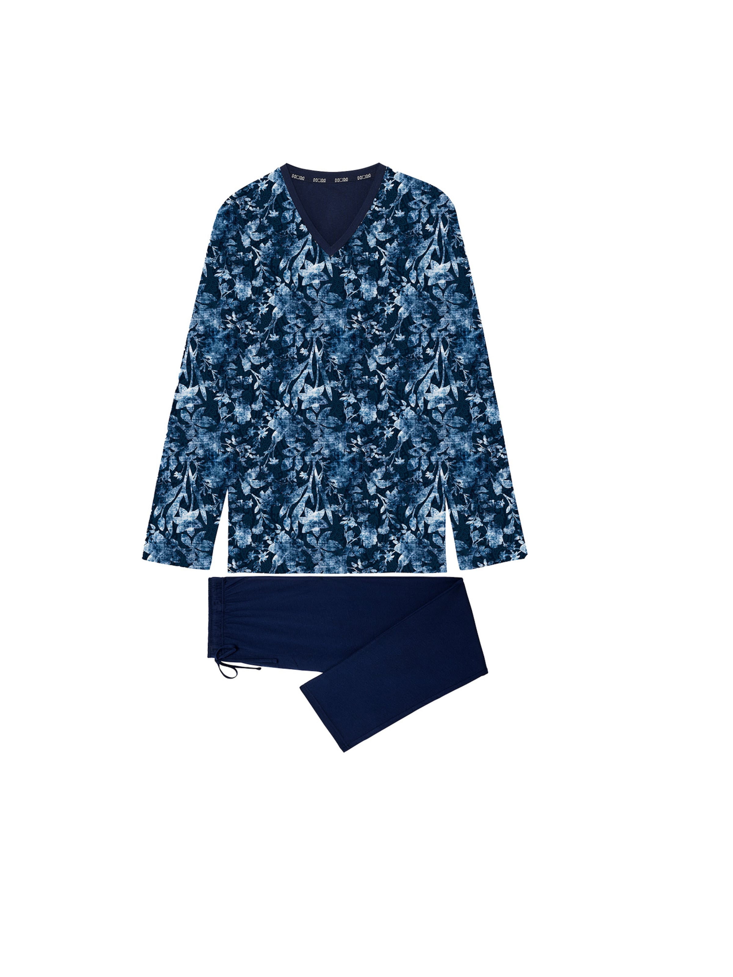 HOM Pyjama lang ' Compiegne Long Sleepwear ' in Blauw: voorkant