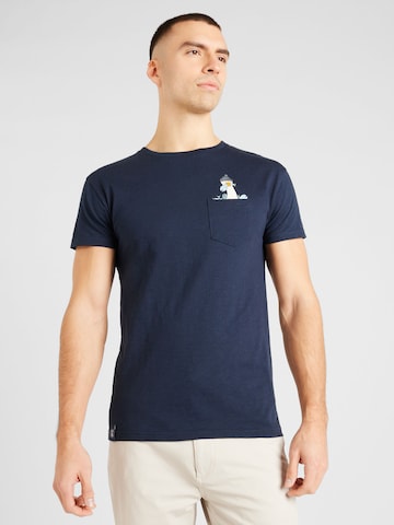 Derbe Shirt 'Langer Hals' in Blue: front