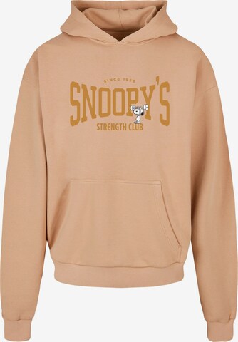 Merchcode Sweatshirt 'Peanuts - Strength club' in Beige: predná strana