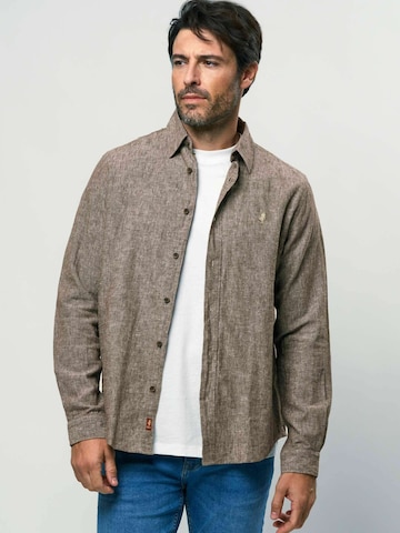 MCS Comfort fit Overhemd ' Dean Shirt ' in Bruin: voorkant