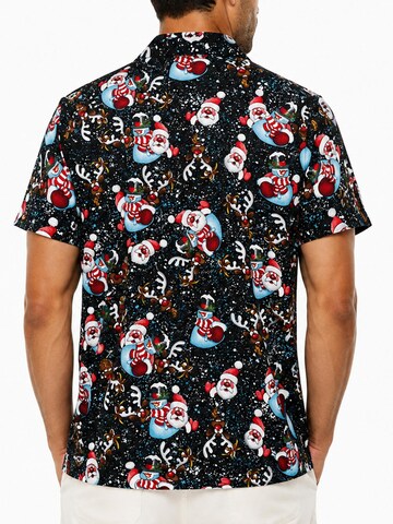 Regular fit Camicia 'Christmas Snowflakes' di King Kameha in nero