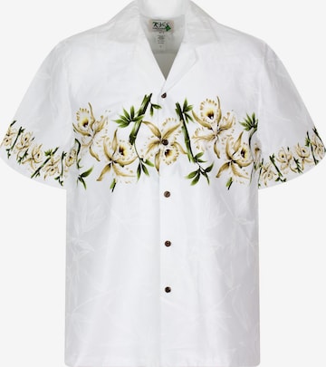 KY's Regular Fit Hemd 'Bambus Brustdruck' in Weiß: Vorderseite