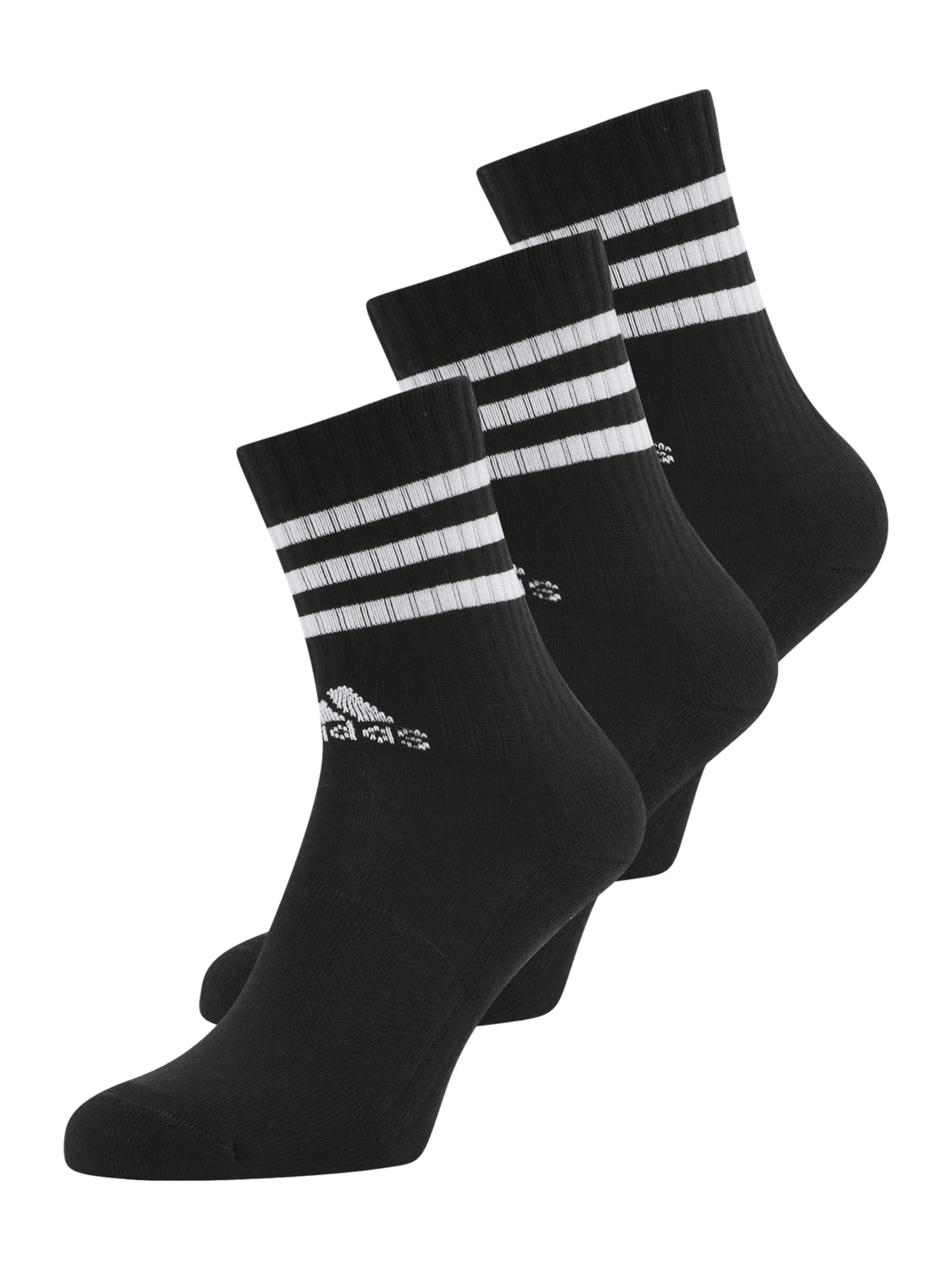 Chaussettes de sport '3-Stripes Cushioned Crew 3 Pairs' ADIDAS PERFORMANCE en noir : devant