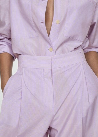 MANGO Wide leg Bandplooibroek in Lila