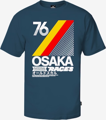 Oldskull T-Shirt 'Retro Japan City' in Grün: Vorderseite