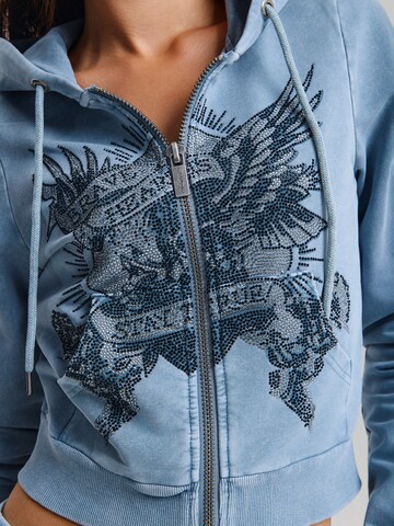 Ed Hardy Tepláková bunda 'Stay True' - Modrá