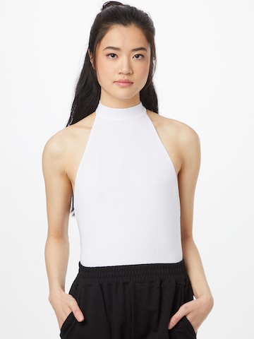 KENDALL + KYLIE Shirt Bodysuit in White: front