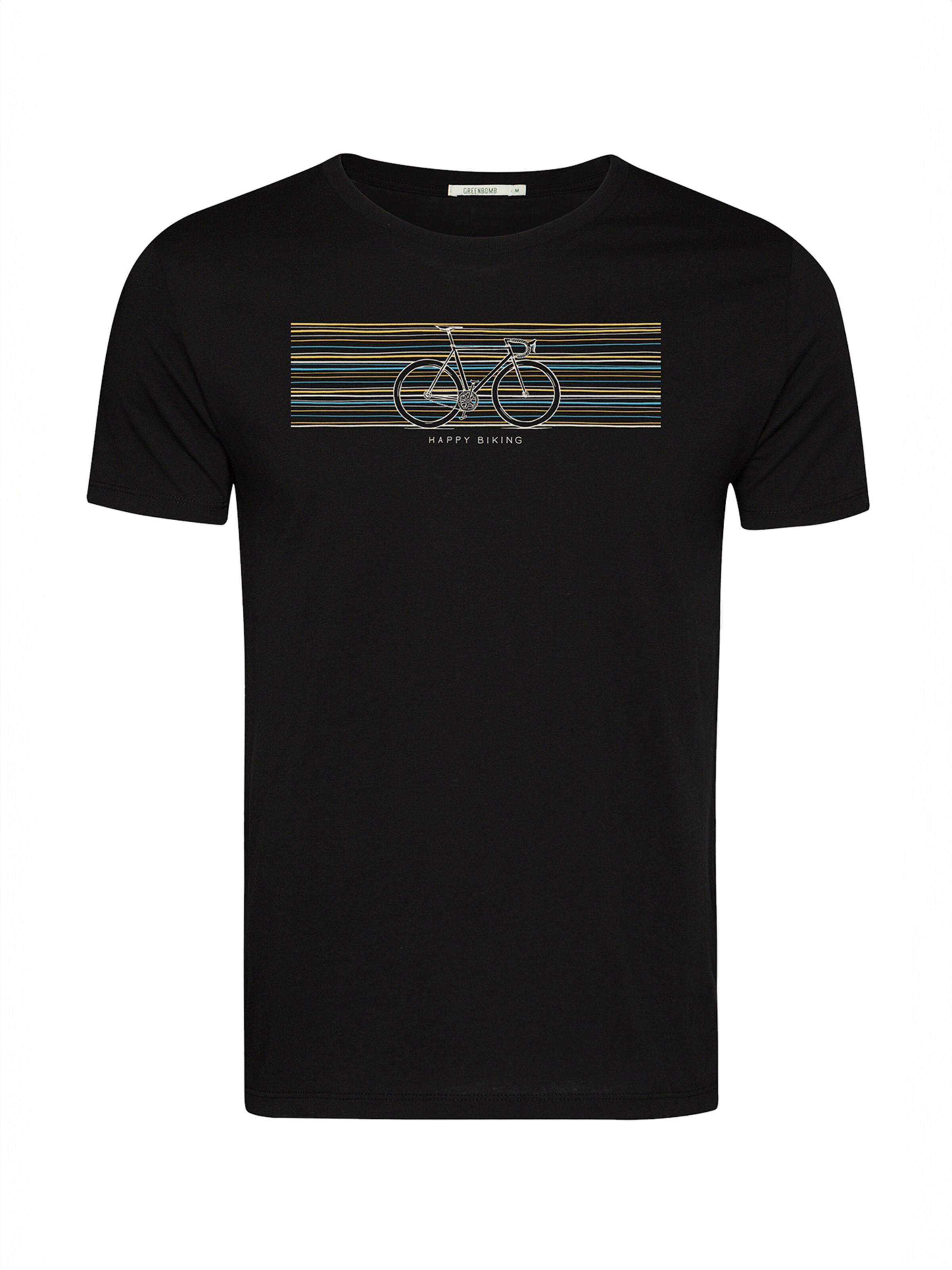 Maglietta 'Bike Happy' di GREENBOMB in nero: frontale