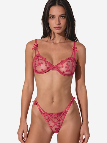 L.BEV Balconette Underwear sets 'Amore Rosa' in Pink