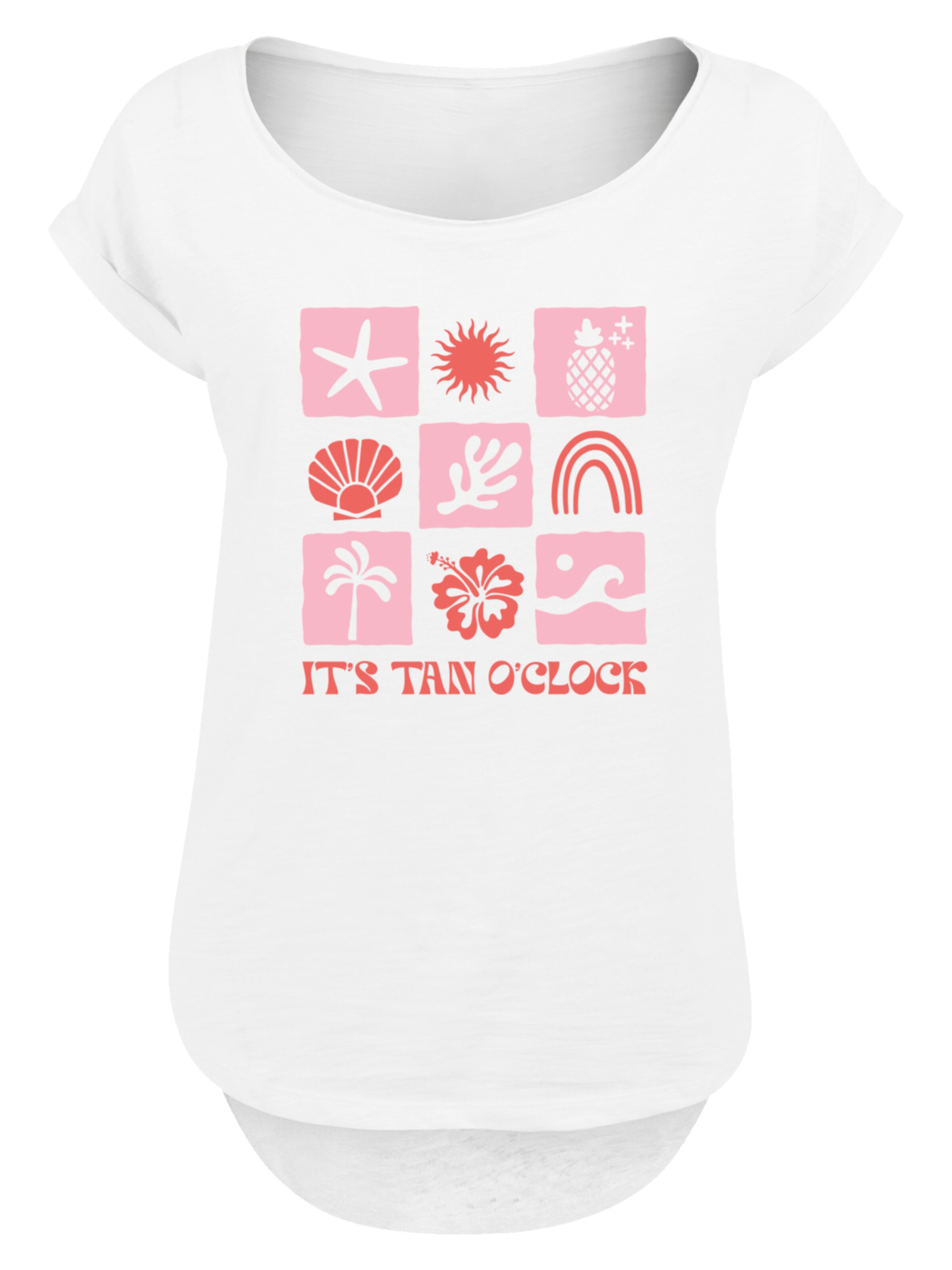 F4NT4STIC Shirt 'Its Tan O Clock' in Wit: voorkant