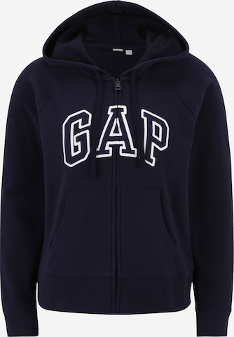 Gap Petite Zip-Up Hoodie 'HERITAGE' in Blue: front