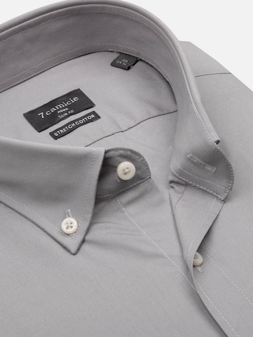 Slim fit Camicia business 'Leonardo Essentials Poplin Stretch Man Shirt Light Grey' di 7Camicie in grigio