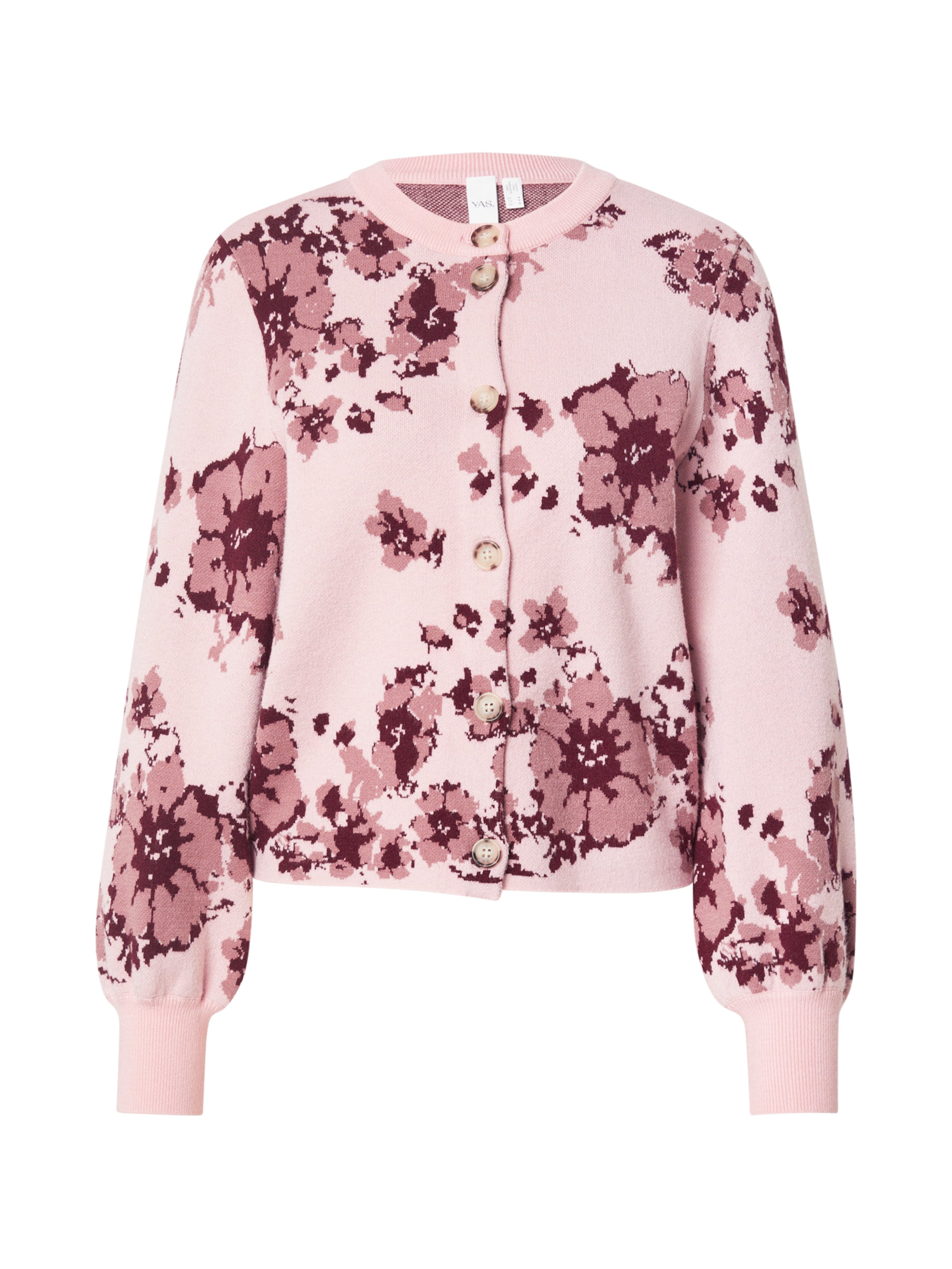 YAS Gebreid vest 'YASCHARLOTTE' in de kleur Rosa / Oudroze / Bourgogne, Productweergave