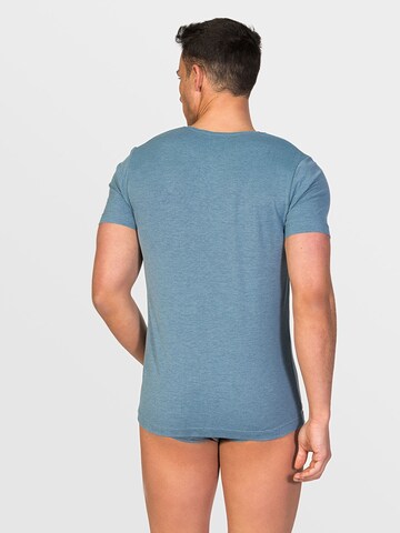 zd ZERO DEFECTS Undershirt 'Crew-Neck T-shirt Soya Yarn' in Blue
