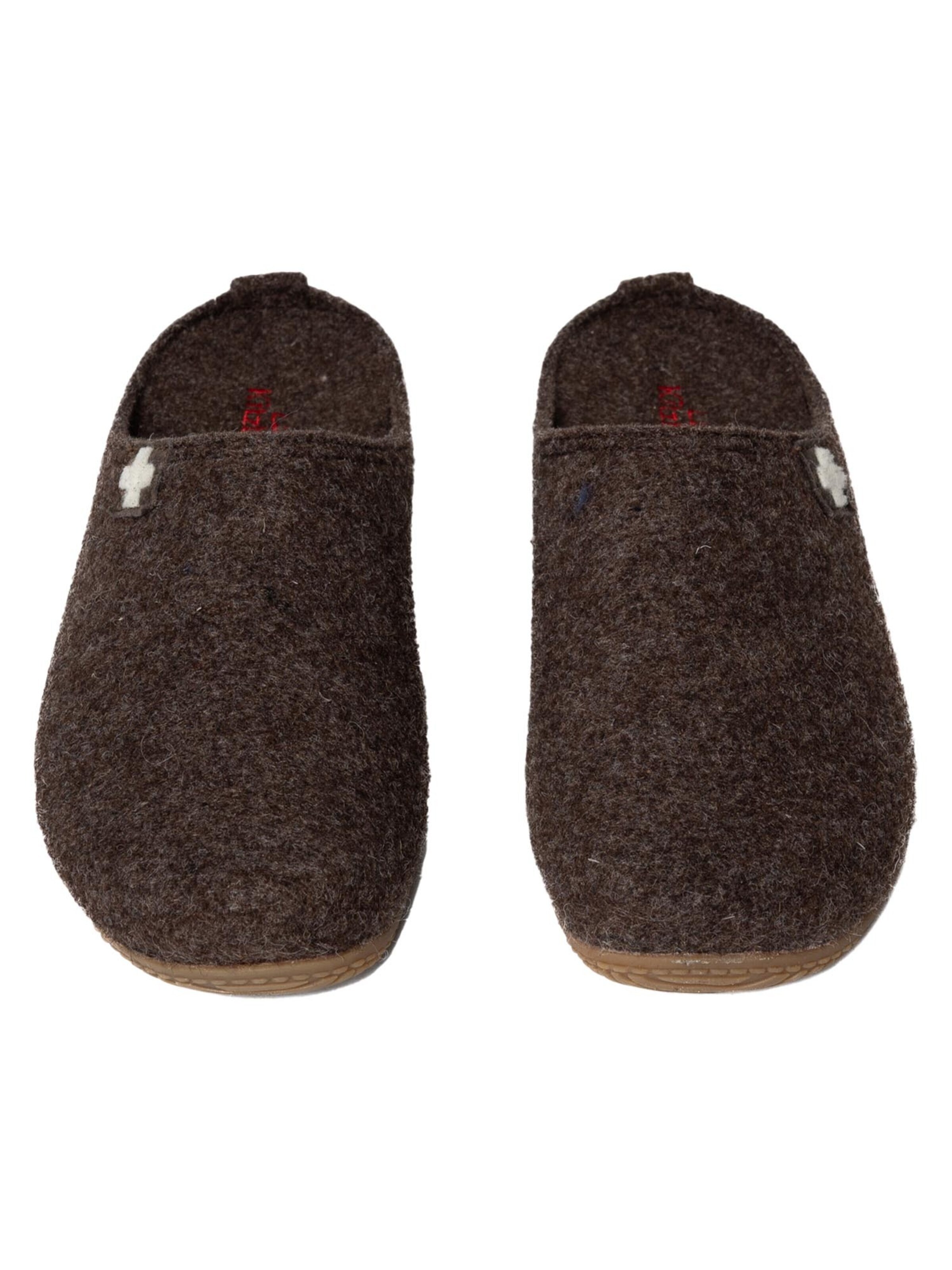 Living Kitzbühel Huisschoenen 'Filz - Schweizer Kreuz' in Bruin