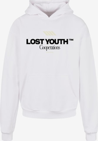 Felpa 'Cooperations' di Lost Youth in bianco: frontale