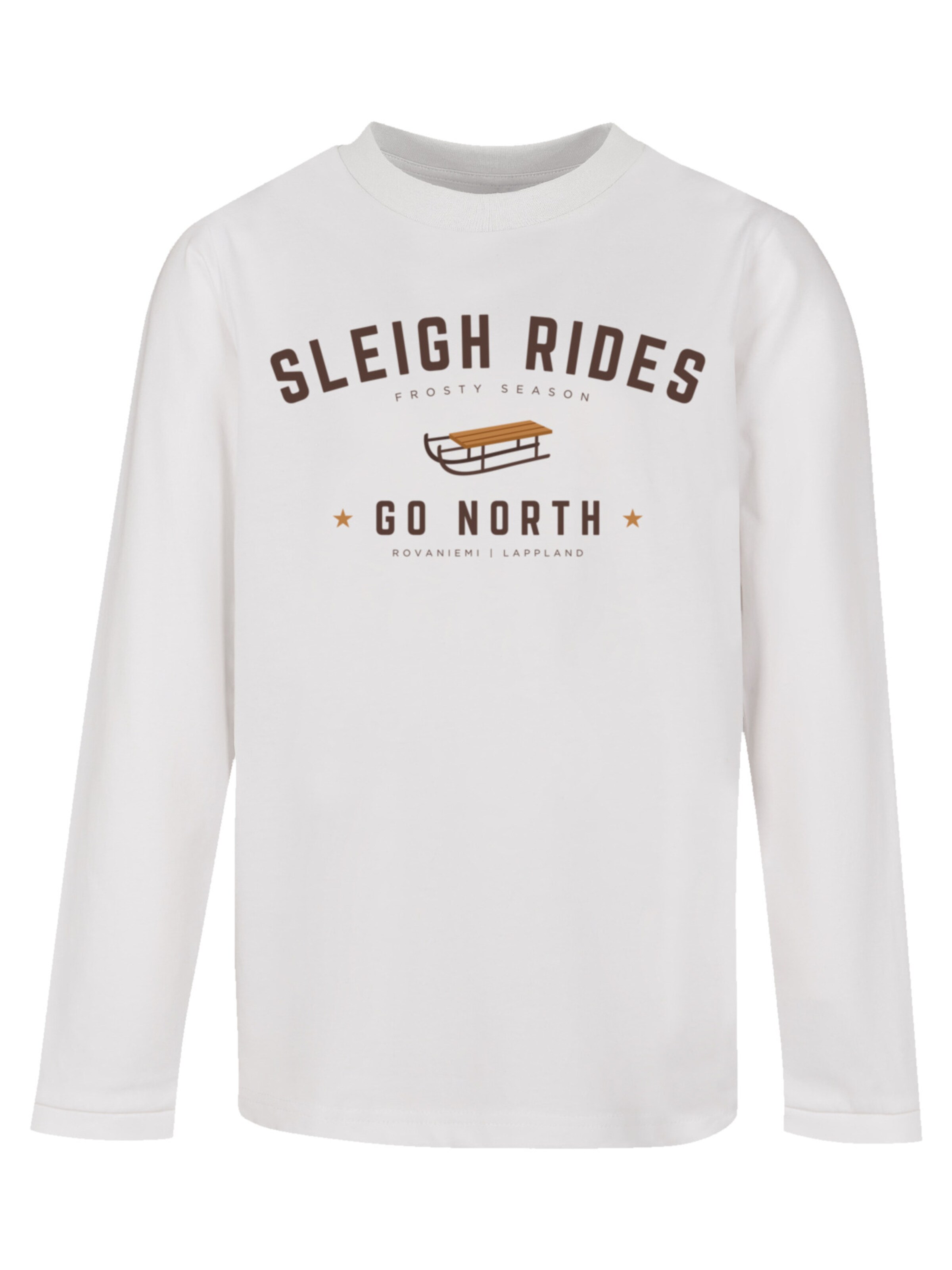 T-Shirt 'Schlittenfahren Weihnachten' F4NT4STIC en blanc : devant