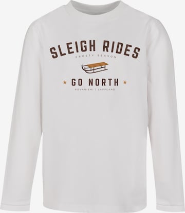 T-Shirt 'Schlittenfahren Weihnachten' F4NT4STIC en blanc : devant