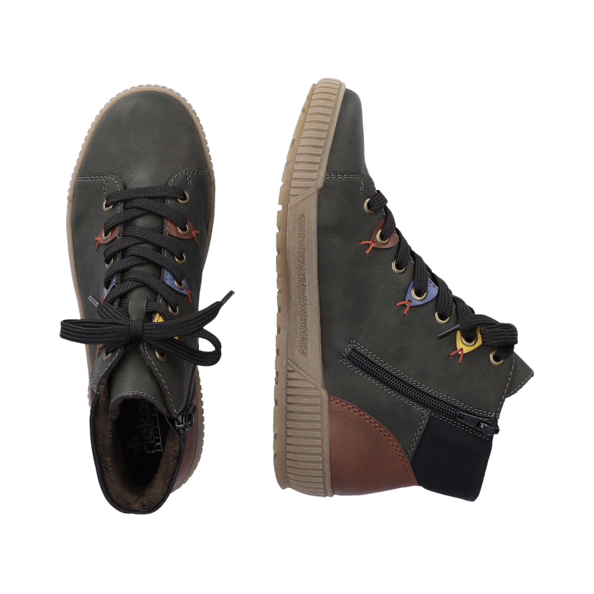 Rieker Lace-Up Ankle Boots in Green