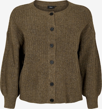 Zizzi Knit Cardigan 'CACOMFY' in Brown: front