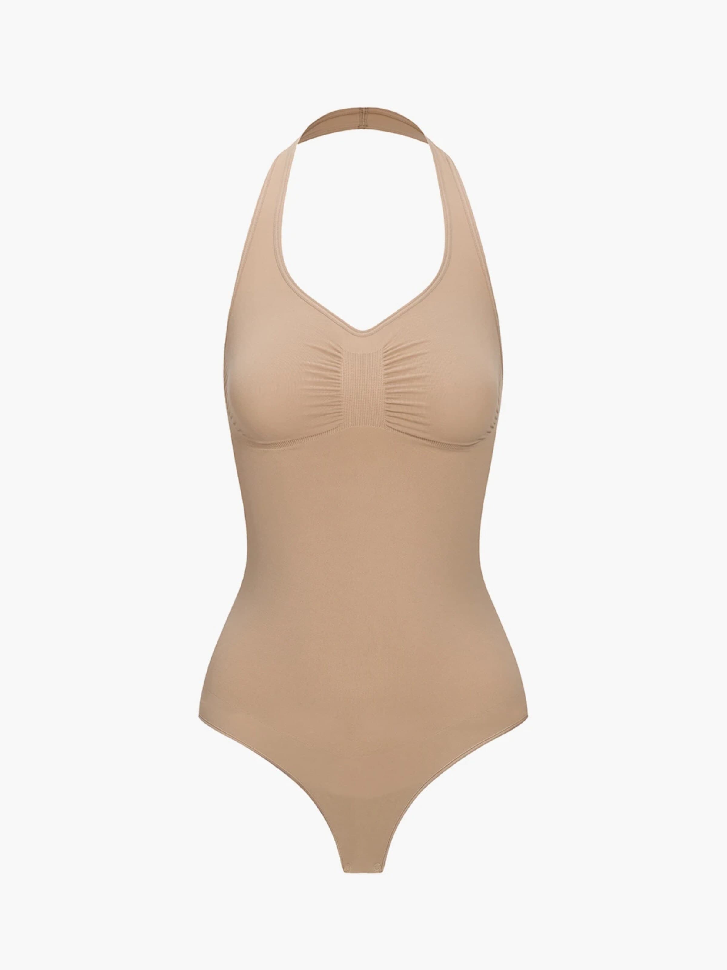 cfab (formerly creamy fabrics) Shapingbody 'Neckholder Shapewear mit String' in Beige: voorkant