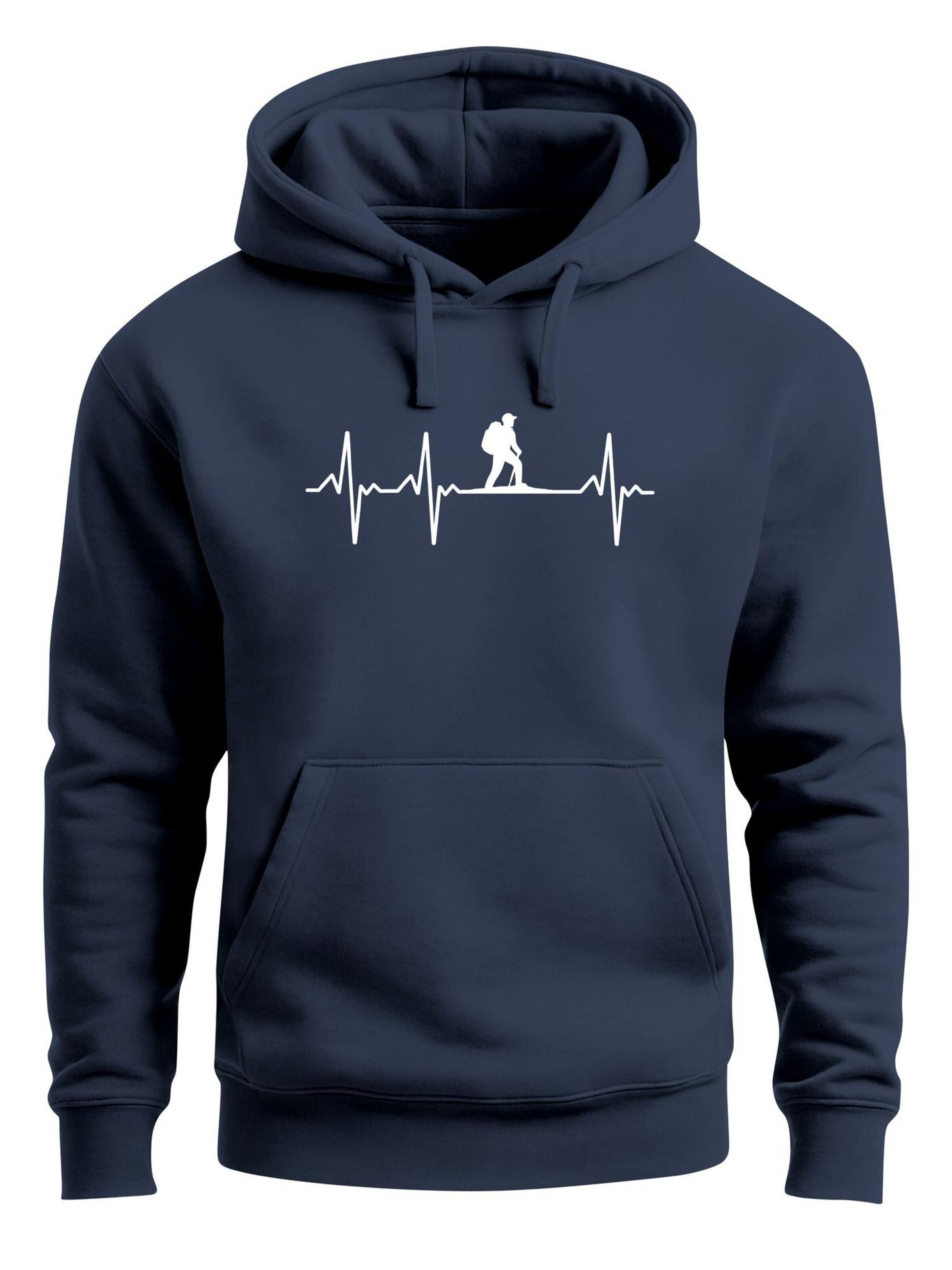 Neverless Sweatshirt 'Wanderer Herzschlag' in Blue: front