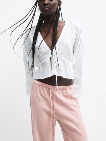 Wide Leg Pantalon Pull&Bear en rose