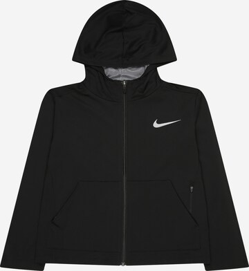 NIKE Athletic Zip-Up Hoodie 'Poly' in Black: front