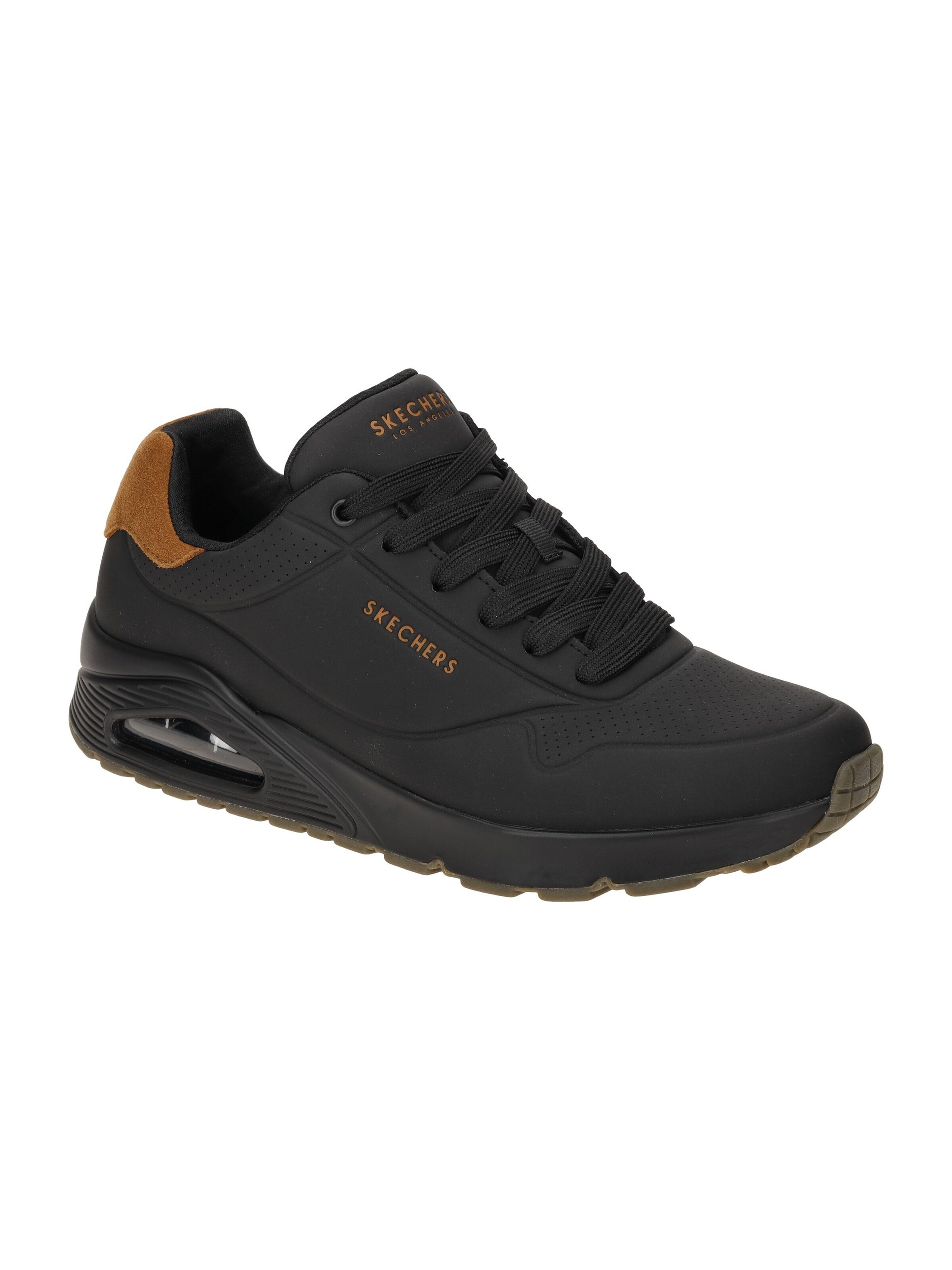 SKECHERS Schnürschuh 'Skechers Uno Schuhe schwarz Herren Sneakers 183004'‌‌‌‌ in Schwarz: Vorderseite
