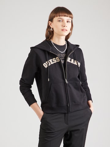 GUESS JEANS Sweatjakke i sort: forside