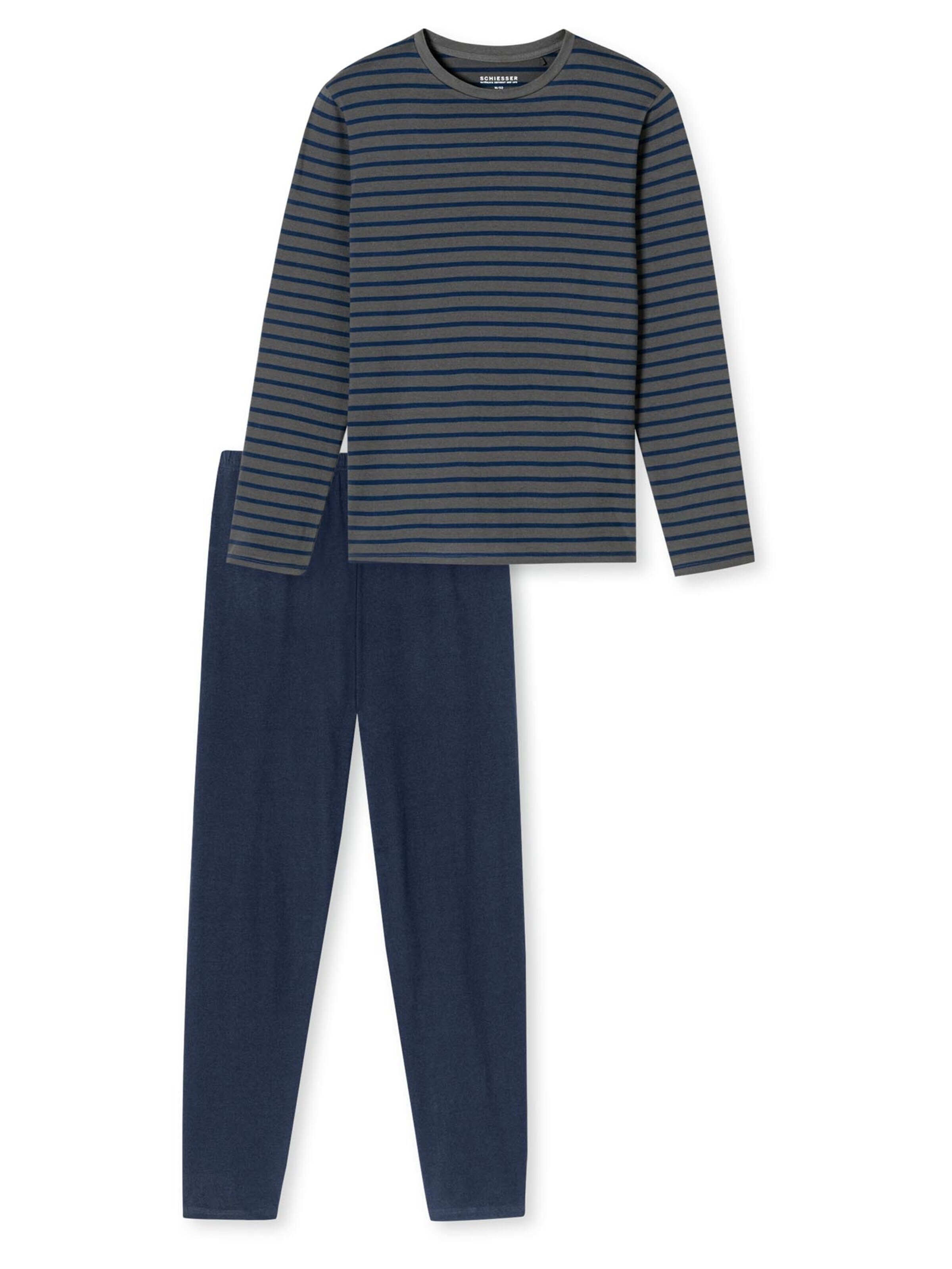 SCHIESSER Pyjama lang 'Casual Essentials'‌‌‌‌‌ in Grau: Vorderseite