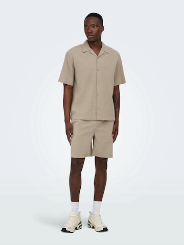 Only & Sons Comfort Fit Skjorta 'ONSCRUZ' i brun