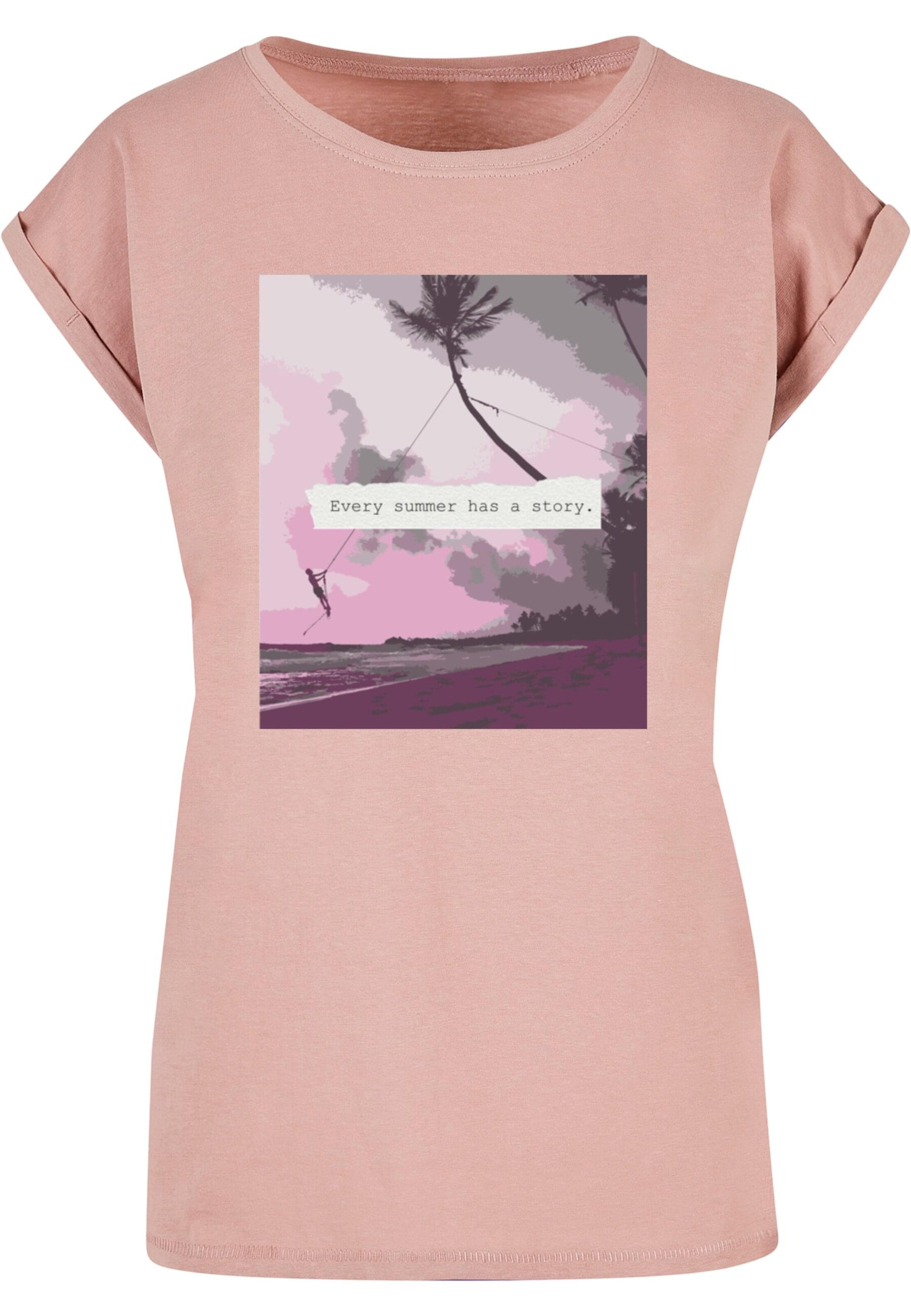 Merchcode T-Shirt 'Summer - Every Summer Has A Story' in Pink: Vorderseite