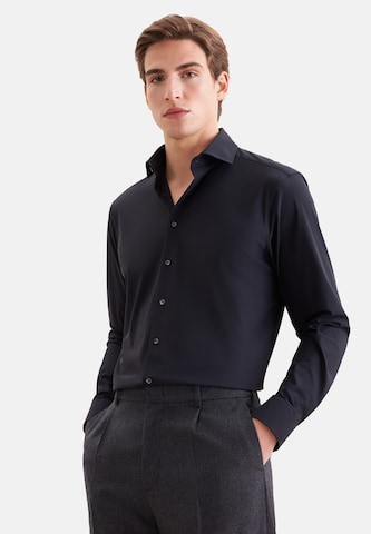 SEIDENSTICKER Slim fit Business shirt in Black: front