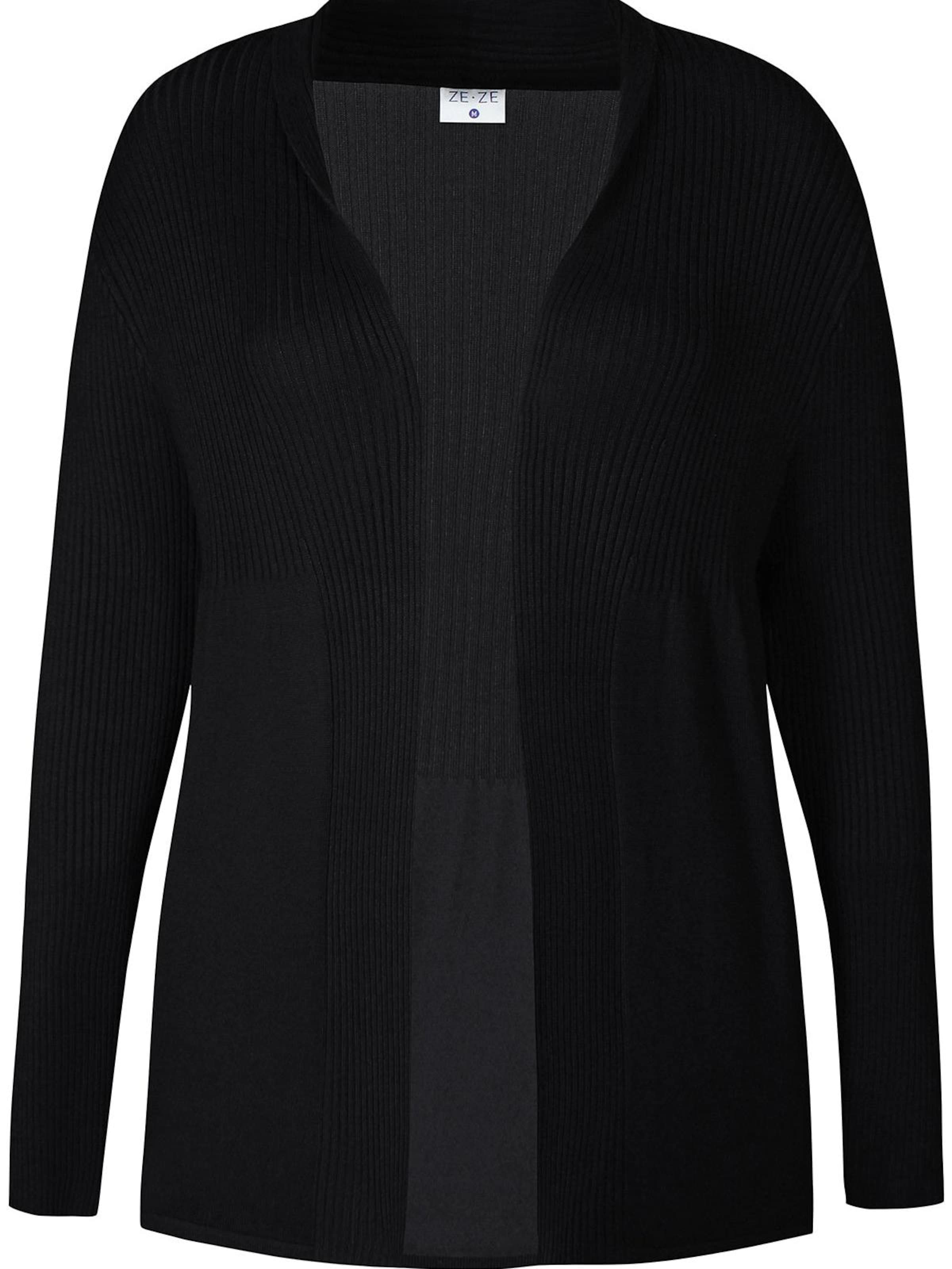 ze-ze Gebreid vest 'Florian 723' in Zwart: voorkant