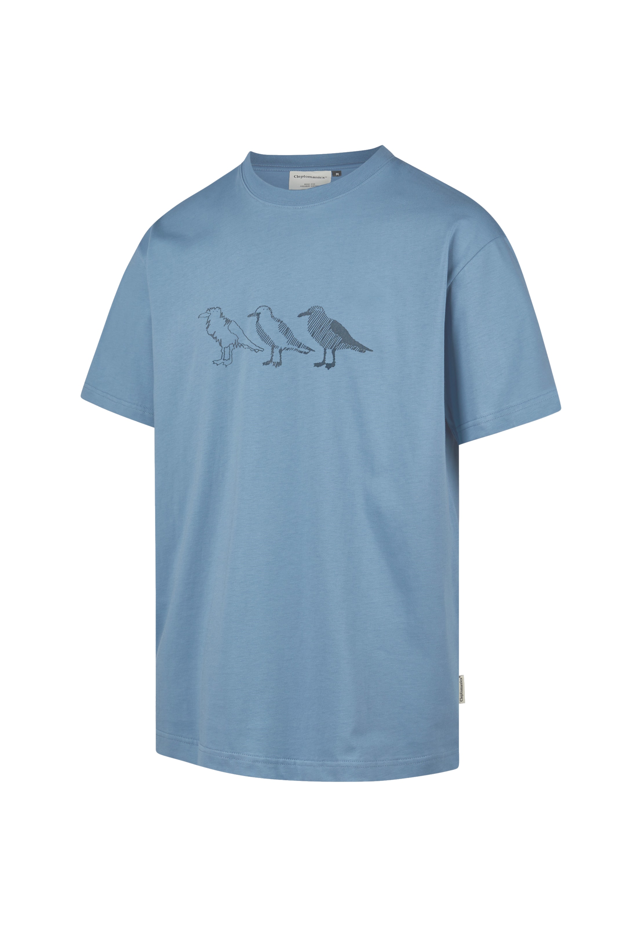 Cleptomanicx Shirt 'Classic Tee Scribble Gull' in Blue