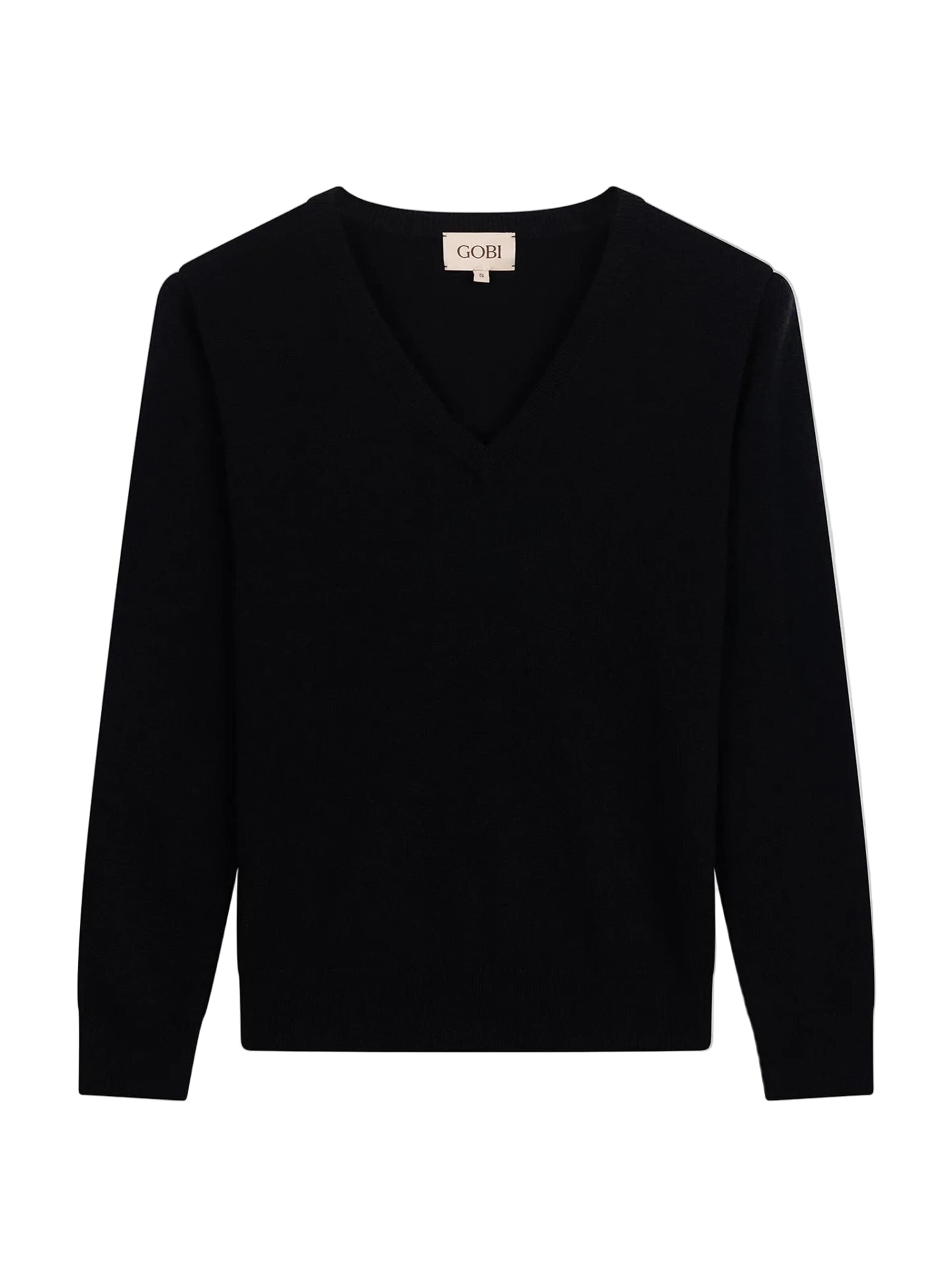 GOBI Cashmere - Jersey 'Women's Timeless Cashmere V-Neck Sweater' en negro: frente